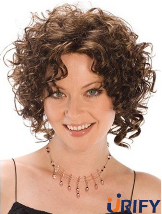Hitzebeständige synthetische Perücken Curly Style Brown Color Classic Cut