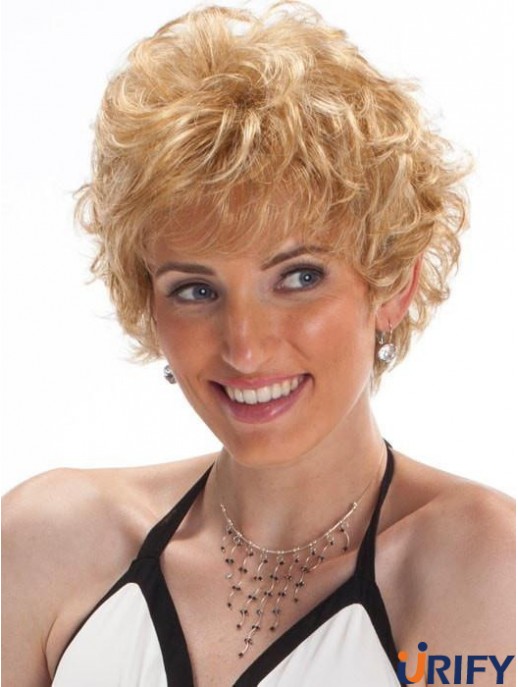 Capless Blonde 8 Zoll Cropped Boycuts Synthetische Perücken