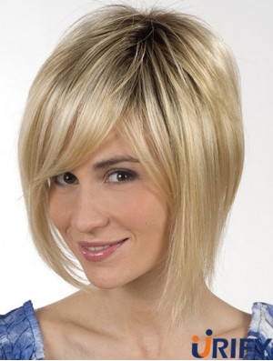 Kinn Länge Blond Große 8 Zoll gerade Bob Perücken