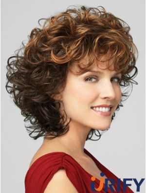Klassische Damenperücke mit Pony Lace Front Curly Style Chin Länge