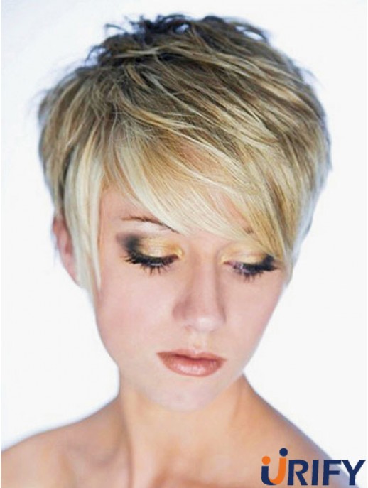 Beste synthetische Perücke Boycuts Cropped Length Blonde Farbe