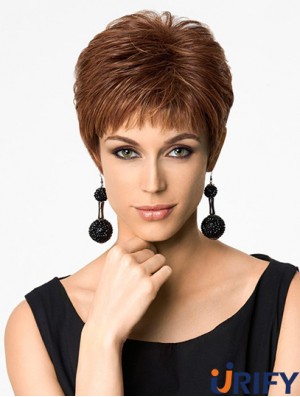 Frisuren 4 Zoll gerade Auburn Boycuts kurze Perücken