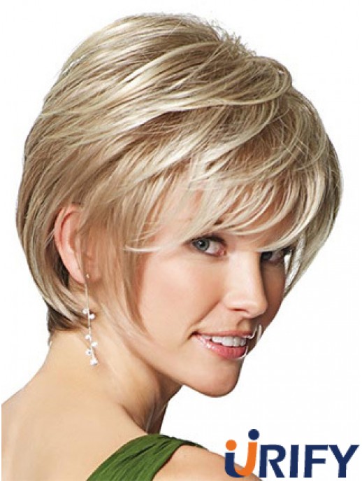Synthetische Perücken UK Nur Straight Style Short Length Blonde Farbe