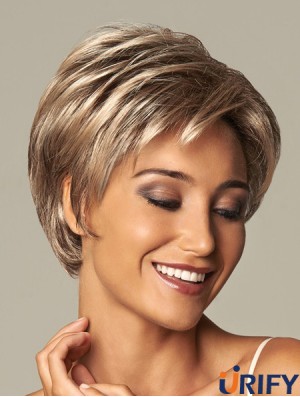 Wellenförmige geschichtete 8 Zoll blonde trendige synthetische Perücken