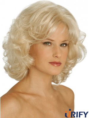 Perücken UK Synthetic Chin Länge Blonde Farbe Curly Style