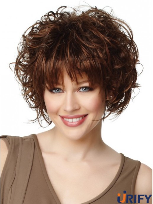 Kaufen Sie synthetisches Haar Kinnlänge Auburn Farbe Curly Style Bobs Cut