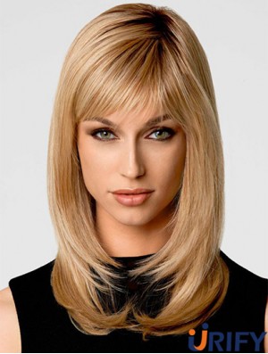 Wärmefreundliche synthetische Perücken mit kappenloser blonder Farbe im Wellenstil
