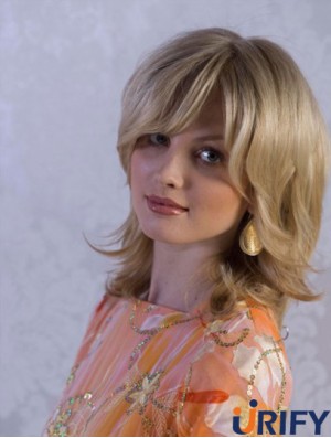 Layered Blonde 14 Zoll Schulter Straight Full Lace Synthetic Perücke