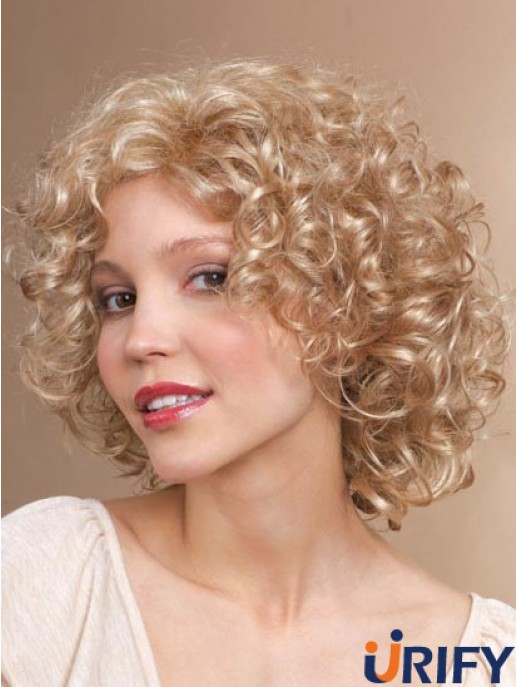 Kinnlänge Classic Curly Blonde Stylish Synthetic Perücken
