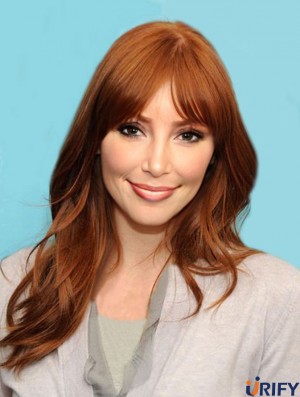 Große Auburn lange gerade 18 Zoll mit Pony Jessica Chastain Perücken