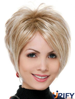 Großhandel synthetisches Haar UK Blonde Farbe Boycuts Straight Style