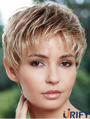 Günstigste 6 Zoll Straight Blonde Boycuts Short Perücken