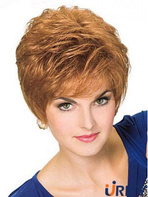 Cropped Straight Boycuts Blonde Style 100% handgebundene Perücken