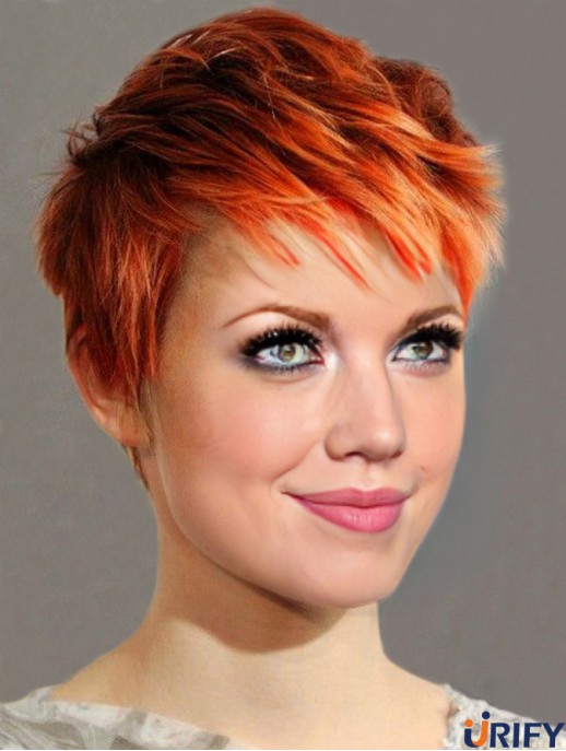 Günstige synthetische Haarspitze vorne  Perücken UK Straight Style Cropped Color