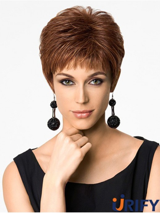 Entworfen 4 Zoll gerade Auburn Boycuts kurze Perücken