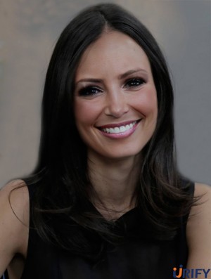 Praktische schwarze lange gerade 16 Zoll ohne Pony Jordana Brewster Perücken