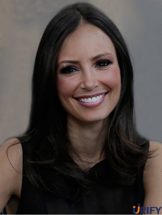 Praktische schwarze lange gerade 16 Zoll ohne Pony Jordana Brewster Perücken