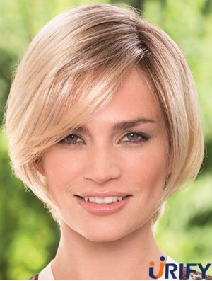Kinn Länge Blond Langlebige 8 Zoll Straight Bob Perücken