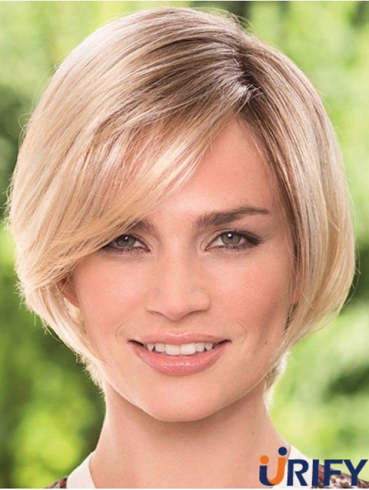 Kinn Länge Blond Langlebige 8 Zoll Straight Bob Perücken