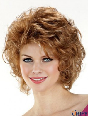 Trendy Brown Kinn Länge Curly Layered Lace Front Perücken
