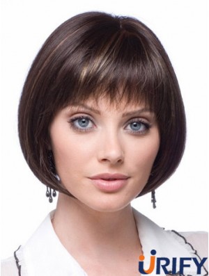 Günstige synthetische Spitze Perücken Kinn Länge Bobs Cut Brown Farbe