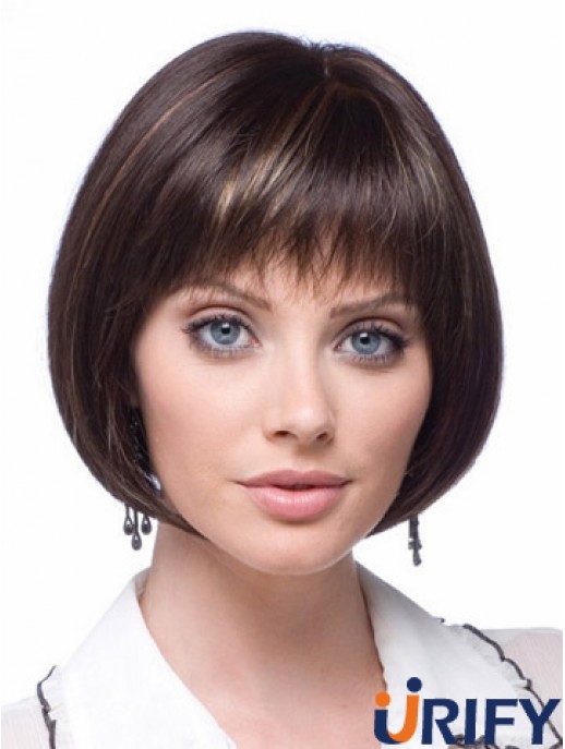 Günstige synthetische Spitze Perücken Kinn Länge Bobs Cut Brown Farbe