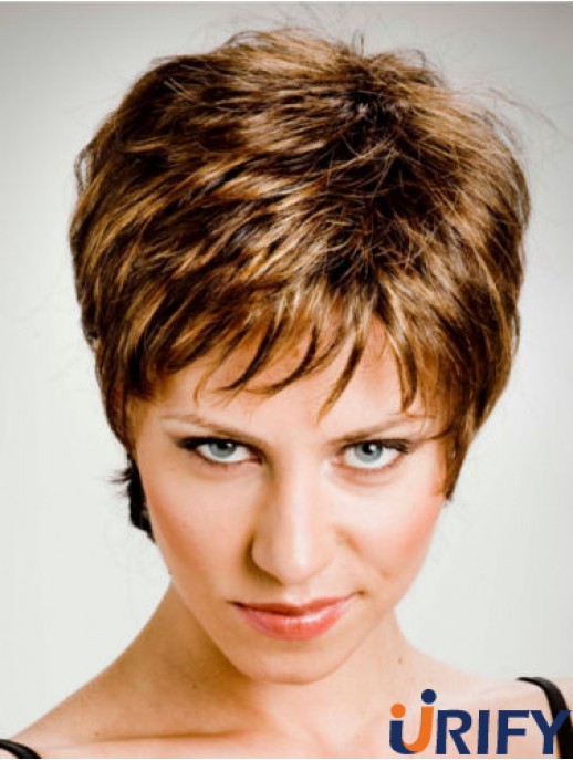 Boycuts Cropped Capless Auburn Wavy Synthetics Perücken