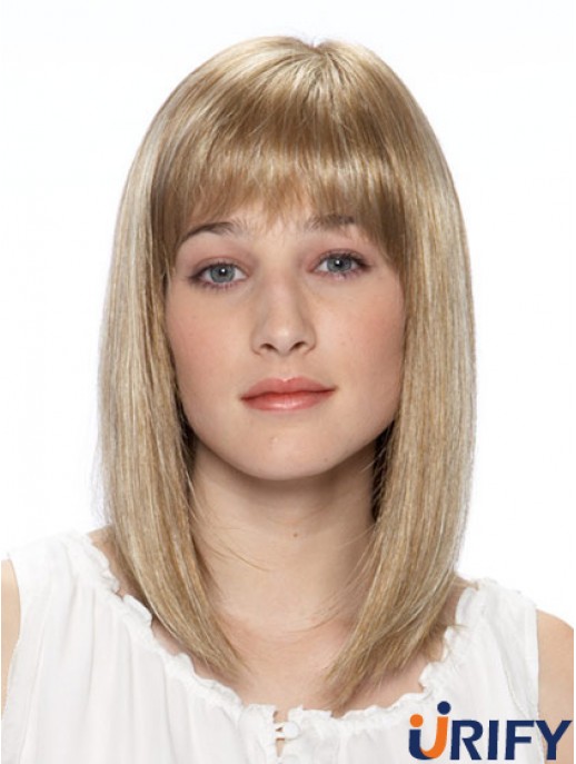 14 Zoll Blonde Straight Bobs Schulter Synthetische Spitze Front Perücke