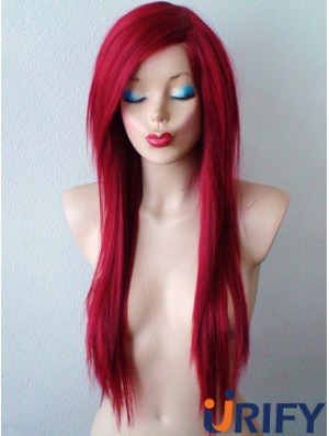 Rote synthetische Spitzenperücken UK rote Farbe gerader Stil mit Pony