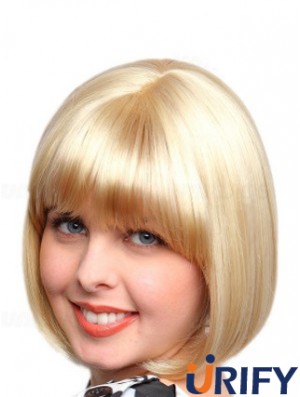 Kinnlänge Bobs Straight Blonde Erschwingliche synthetische Perücken