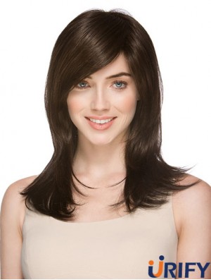 Sehr billige synthetische Perücken Layered Cut Straight Style Brown Farbe