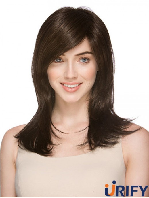 Sehr billige synthetische Perücken Layered Cut Straight Style Brown Farbe