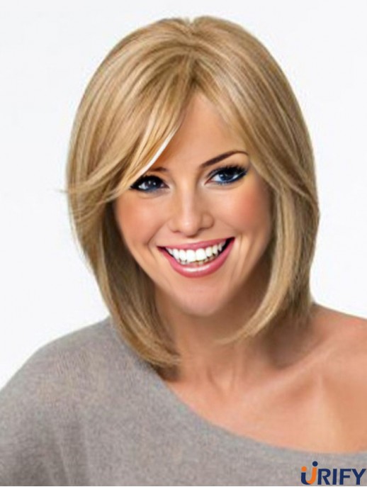Gerade geschichtete 12 Zoll Blonde Best Synthetic Perücken