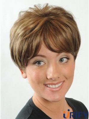 Kurze Boycuts Straight Auburn Online synthetische Perücken