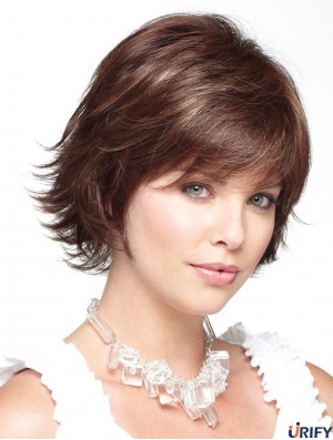 Perfekte Auburn Short Wavy Layered Lace Front Perücken