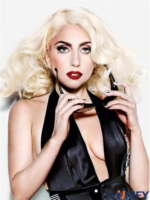 16 Zoll freche schulterlange lockige geschichtete Lady Gaga Perücken