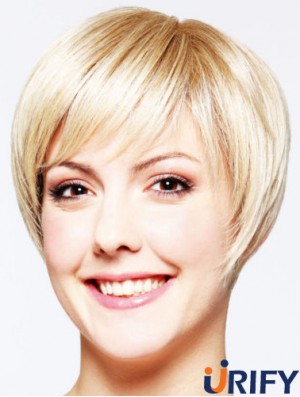 Frisuren 8 Zoll Straight Blonde Layered Short Perücken