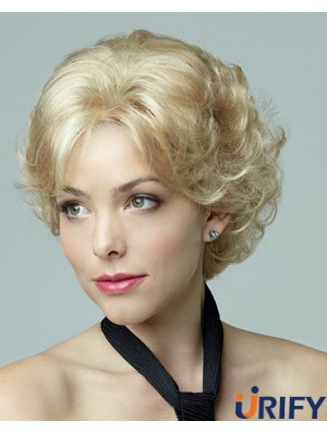 Bobs Short Blonde Curly Top Petite Perücken