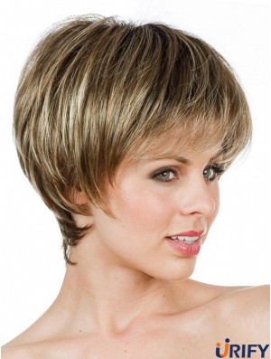 Boycuts Short Brown Straight Sleek Petite Perücken