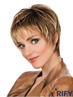 Weiche 8 Zoll gerade blonde Boycuts kurze Perücken