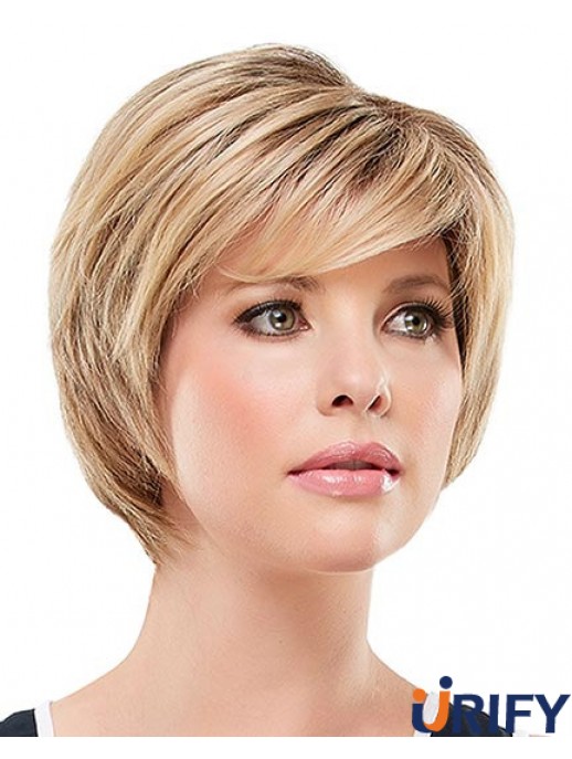 Erschwingliche Blonde Short Straight Layered Lace Front Perücken
