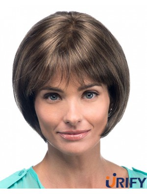 Kinnlänge Straight Bobs Brown Fashion 100% handgebundene Perücken