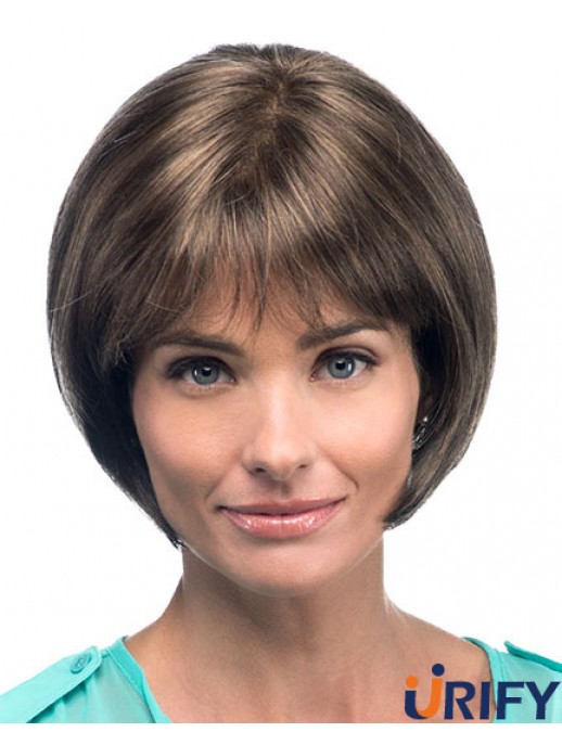 Kinnlänge Straight Bobs Brown Fashion 100% handgebundene Perücken