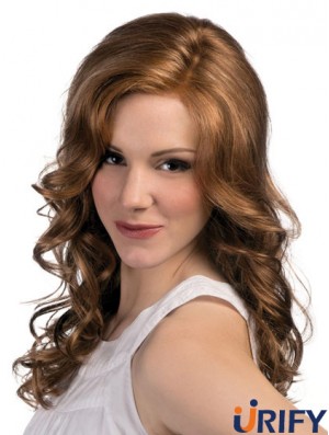 Curly Layered Long Brown Moderne Spitze Front Perücken