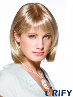 Spitze vorne Kinn Länge gerade blonde blonde fabelhafte Bob Perücken