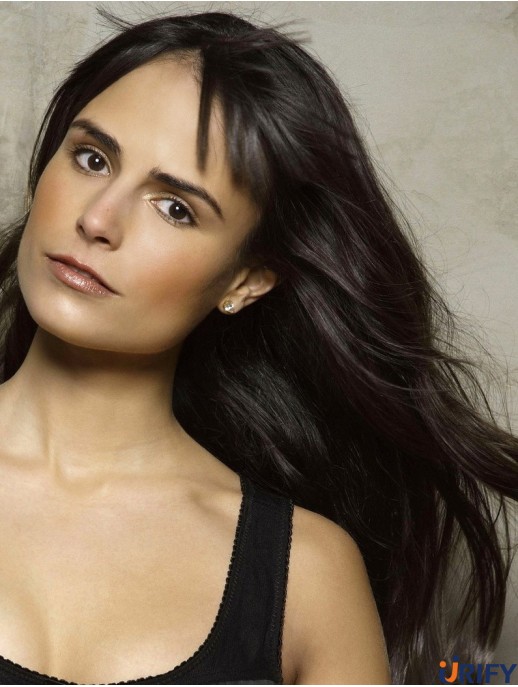 Modische schwarze lange gerade 18 Zoll geschichtete Jordana Brewster Perücken