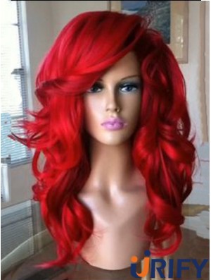 Capless Wavy 18 Zoll mit Pony Qualität synthetische rote Perücke UK