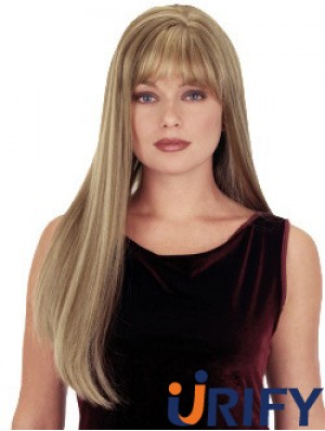 Gerade mit Pony 26 Zoll Blond Geeignete synthetische Perücken