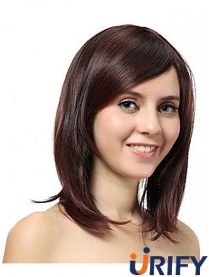 Schulterlange geschichtete gerade Auburn billige synthetische Perücken
