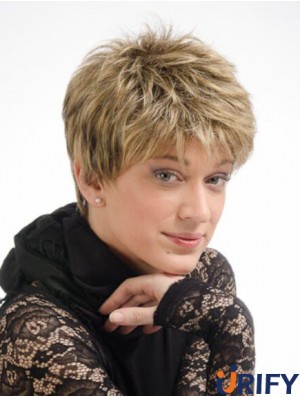 Moderne 6 Zoll gerade blonde Boycuts kurze Perücken